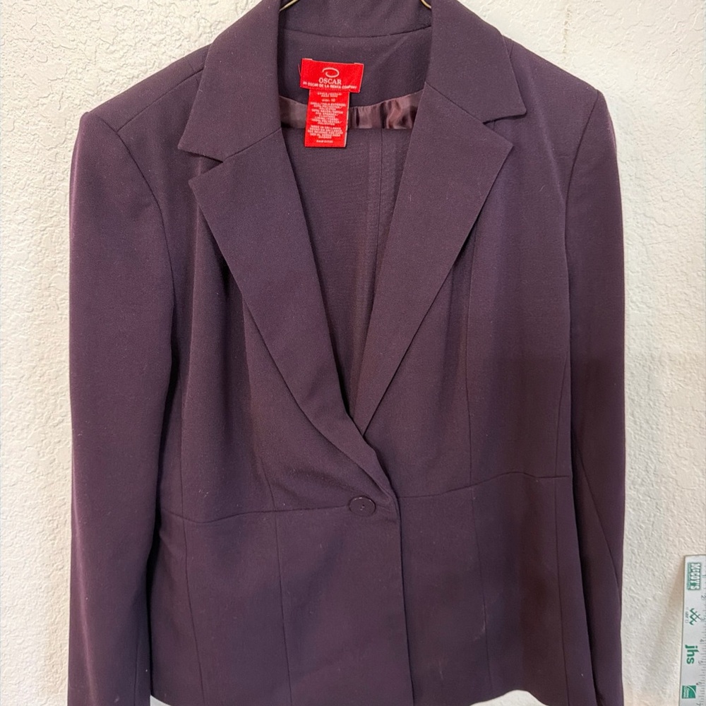 Vintage Plum Color Women’s Oscar De La Renta One Button Blazer Size 10***